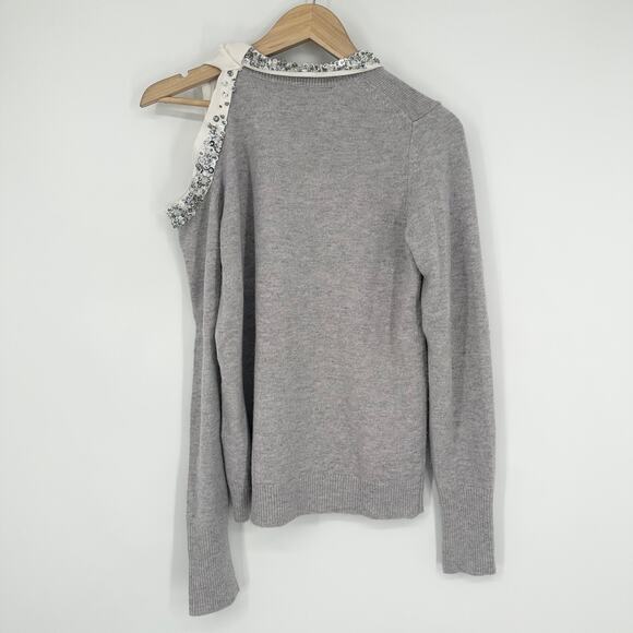 3.1 Phillip Lim Beaded Sequin Sweater Cut Out Crew Neck Yak Cashmere Wool Blend - Picture 9 of 13